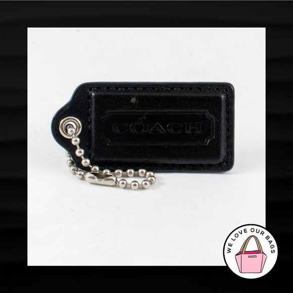 2.5" Large COACH BLACK LEATHER KEY FOB BAG CHARM KEYCHAIN HANGTAG TAG - Picture 1 of 1